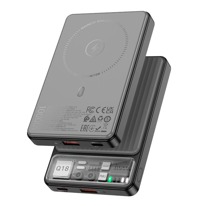 Зовнішній акумулятор HOCO Q18 Tourer 22.5W fully compatible power bank with magnetic fast charging(10000mAh) Black