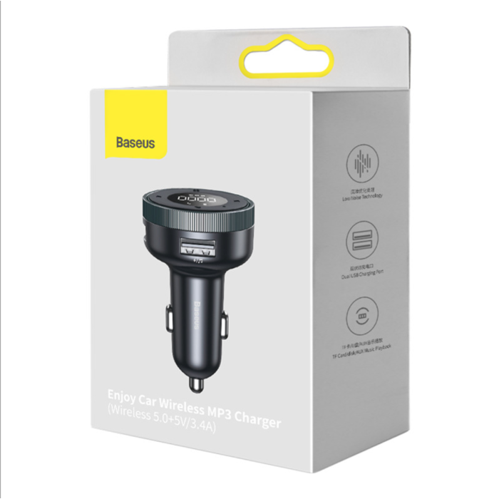 АЗП з FM-модулятором Baseus Enjoy Car Wireless MP3 Charger (Wireless 5.0+5V/3.4A) Black