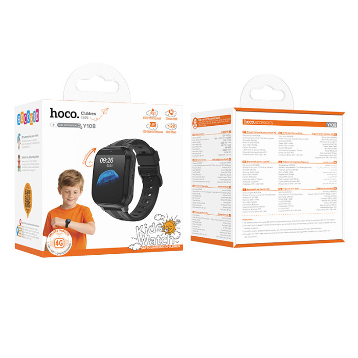 Дитячий смарт-годинник HOCO Y108 4G children phone-watch Black