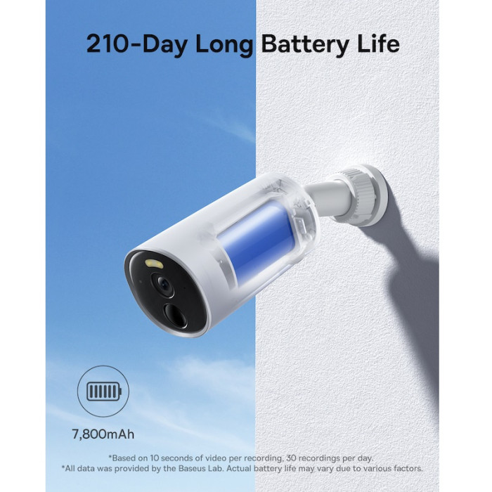Додаткова IP-камера відеоспостереження Baseus Security B1 Outdoor Camera 2K White