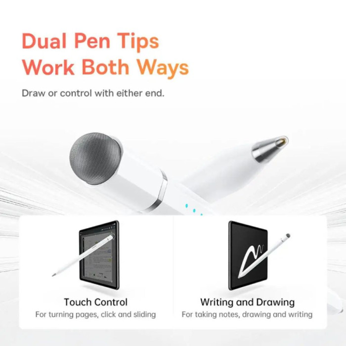 Стилус Baseus Wise Writing HN1 Universal Version  Wired Charging 2-in-1 Stylus For HUAWEI/XIAOMI Moon White (With Type-C Cable*1 and Tip*1 and Palm Re