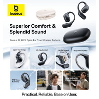 Бездротові навушники TWS Baseus Eli 2i Fit Open-Ear,ENC, IPX5, Cosmic Black