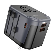 Мережевий зарядний пристрій BOROFONE BAC13 Leader 3-port PD20W(1C2A) universal conversion charger Black