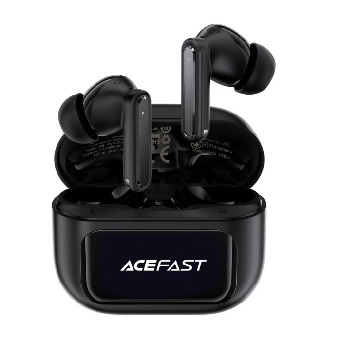 Бездротові навушники TWS ACEFAST W6 smart screen,ENC, IPX4, Black