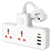 Мережевий фільтр HOCO  AC12A Reise 2-position expansion socket(PD30W/1C3A) (8.5 cm) White