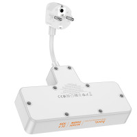 Мережевий фільтр HOCO  AC12A Reise 2-position expansion socket(PD30W/1C3A) (8.5 cm) White