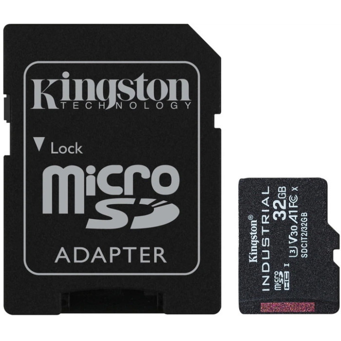 Карта пам'яті microSDHC (UHS-1 U3) Kingston Industrial 32Gb class 10 V30 А1 (adapter SD)