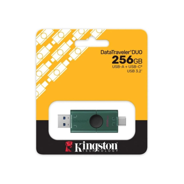 Флеш-накопичувач Kingston 256GB DataTraveler DuoG2 USB-A + USB-C 3.2 Gen 1 Black/Green