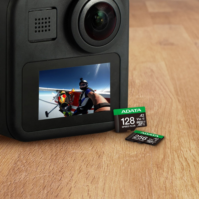 Карта пам'яті microSDXC (UHS-1 U3) A-DATA SPEED PLUS 256Gb Class 10 V30 A2 (R-180Mb/s W160Mb/s) (adapter SD)