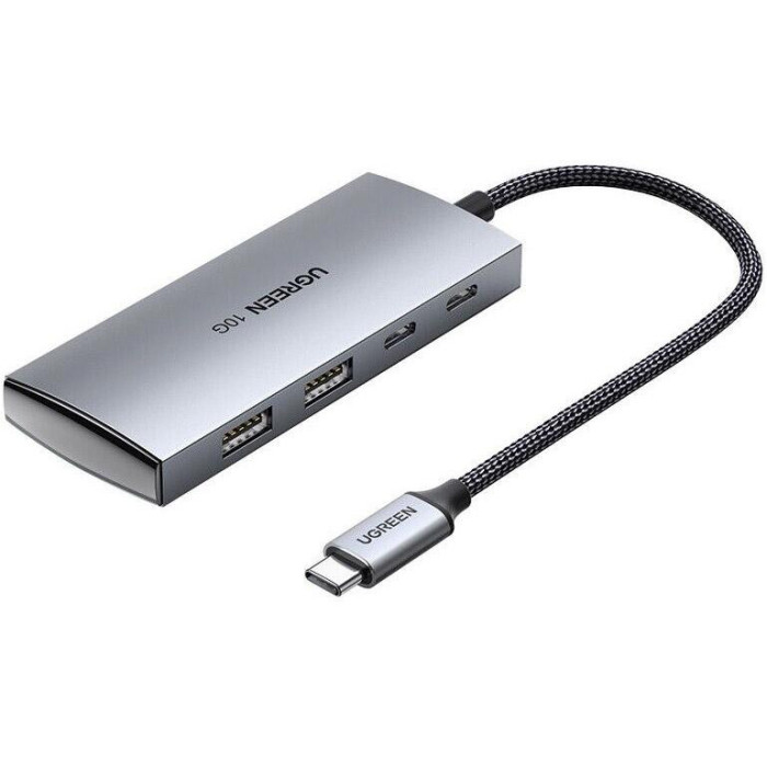 USB-хаб UGREEN CM480 USB-C to 2× USB 3.2+2×USB-C Adapter 10G (UGR-30758)