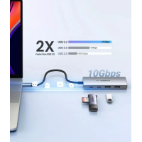 USB-хаб UGREEN CM480 USB-C to 2× USB 3.2+2×USB-C Adapter 10G (UGR-30758)