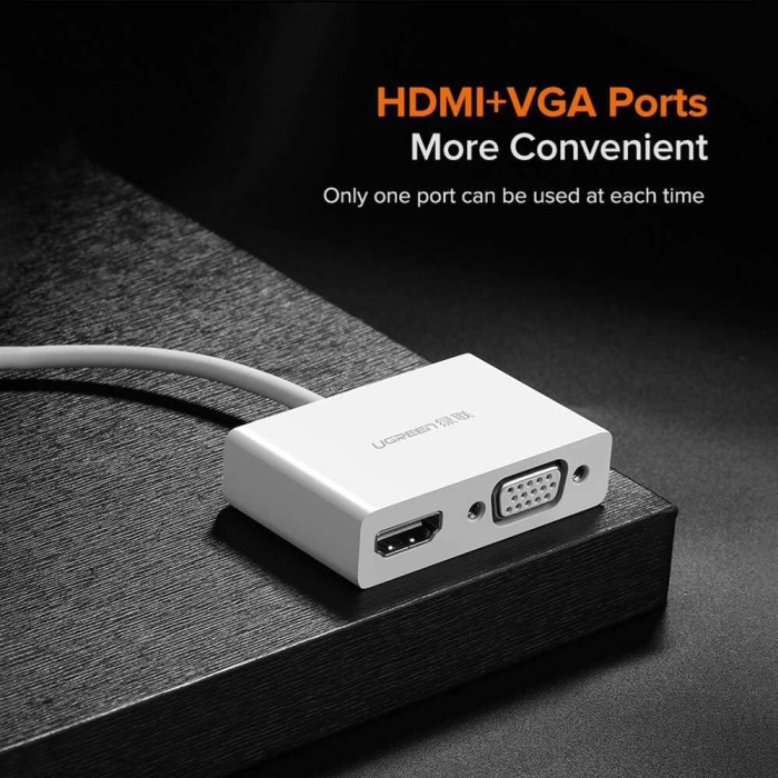 USB-хаб UGREEN USB Type C to HDMI + VGA Converter (White)