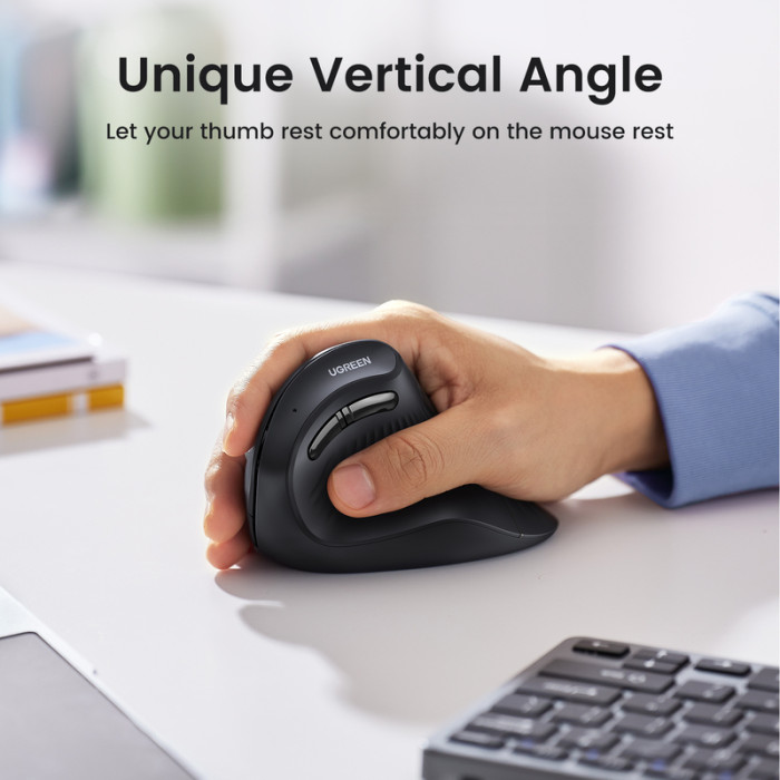 Маніпулятор миша бездротова UGREEN MU008 Multi-mode Vertical Mouse Black
