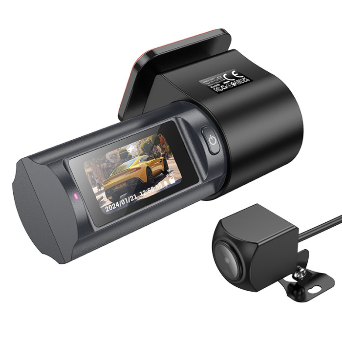 Відеореєстратор HOCO DV8 2K display hidden driving recorder(with rear camera) Black