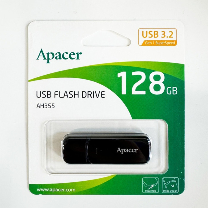 Флеш-накопичувач Apacer USB 3.2 Gen 1 AH355 128Gb Black
