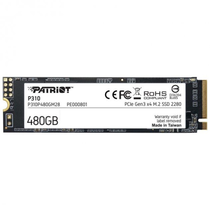 Накопичувач SSD M.2 Patriot P310 480GB NVMe 2280 PCIe 3.0x4 3D NAND TLC