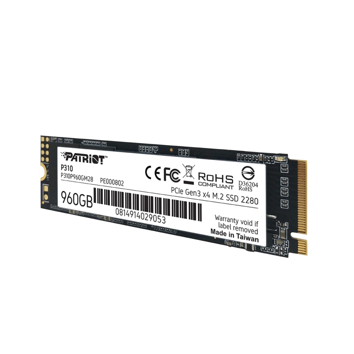 Накопичувач SSD M.2 Patriot P310 960GB NVMe 2280 PCIe 3.0x4 3D NAND TLC