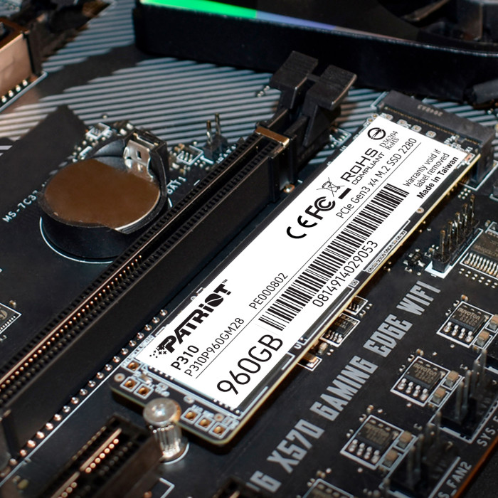 Накопичувач SSD M.2 Patriot P310 960GB NVMe 2280 PCIe 3.0x4 3D NAND TLC