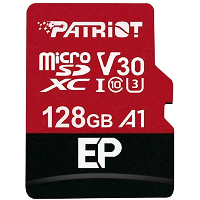 Карта пам'яті microSDXC (UHS-1 U3) Patriot EP Series 128Gb class 10 V30 (R-100MB/s, W-80MB/s) (adapter SD)