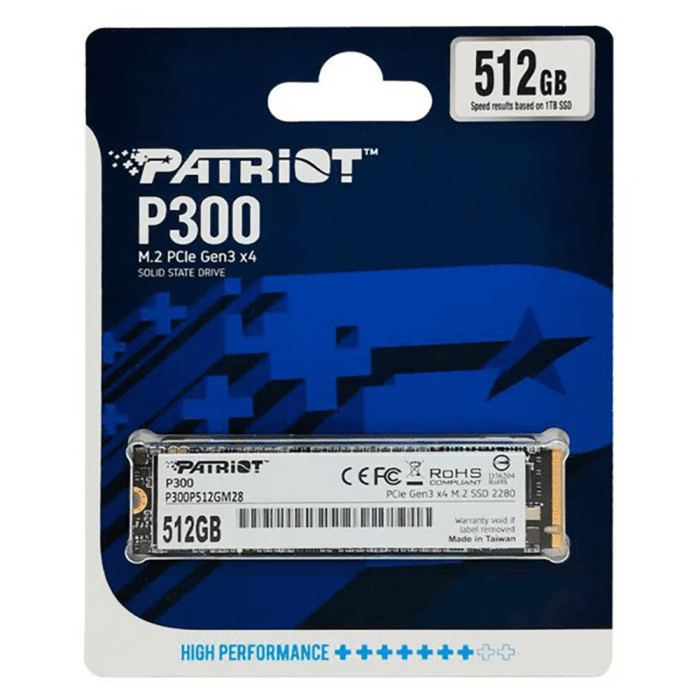 Накопичувач SSD M.2 Patriot P300 512GB NVMe 2280 PCIe 3.0x4 3D NAND TLC
