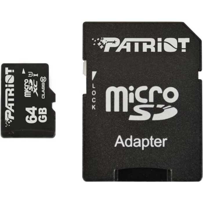 Карта пам'яті microSDXC (UHS-1) Patriot LX Series 64Gb class 10 (adapter SD)