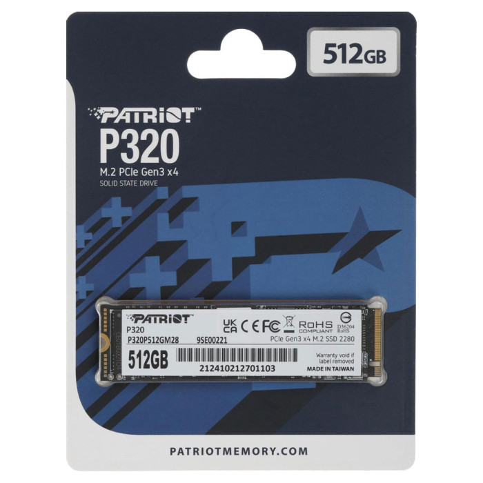 Накопичувач SSD M.2 Patriot P320 512GB NVMe 2280 Gen3.0 x4 3D TLC