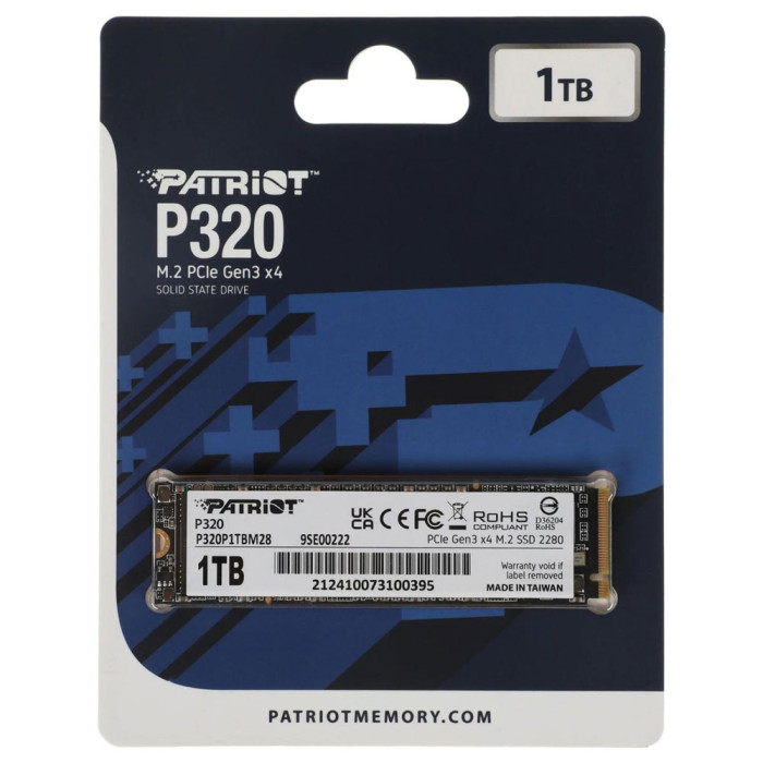 Накопичувач SSD M.2 Patriot P320 1TB NVMe 2280 Gen3.0 x4 3D TLC