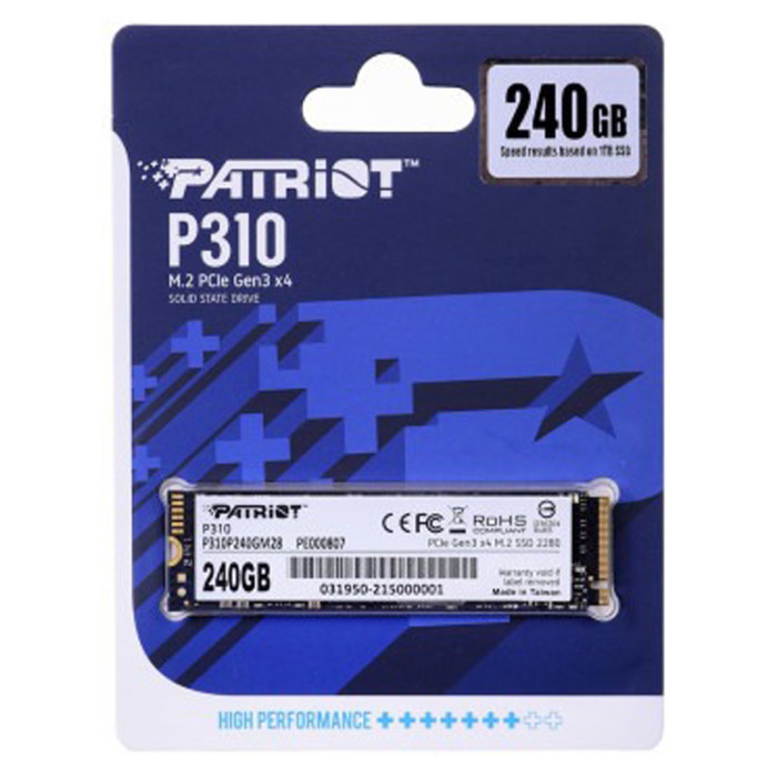 Накопичувач SSD M.2 Patriot P310 240GB NVMe 2280 PCIe 3.0 3D TLC