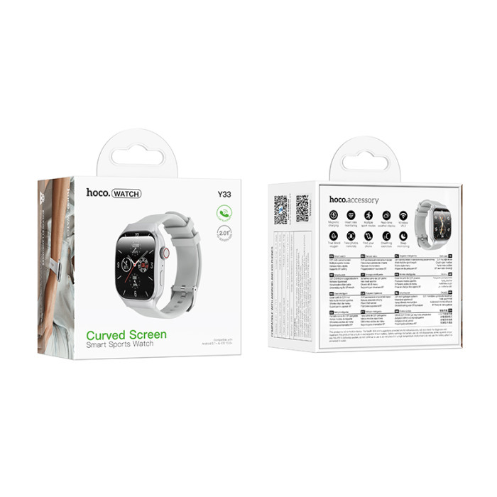 Смарт-годинник HOCO Y33 51mm. 200 mAh. Smart sports watch (call version) Silver