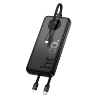 Зовнішній акумулятор HOCO J132 Sabio fully compatible power bank with 3 cables (10000mAh) Black