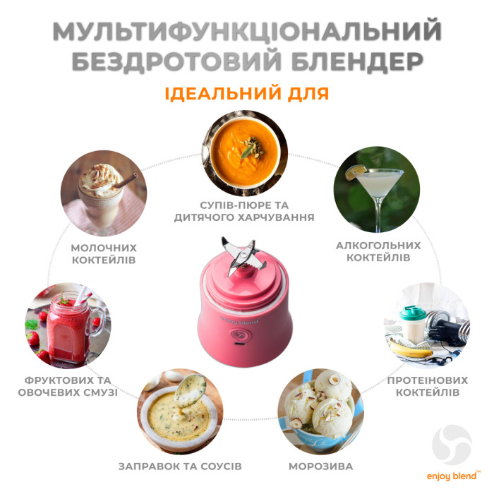 Портативний блендер ENJOY BLEND 63738399 рожевий (кораловий)