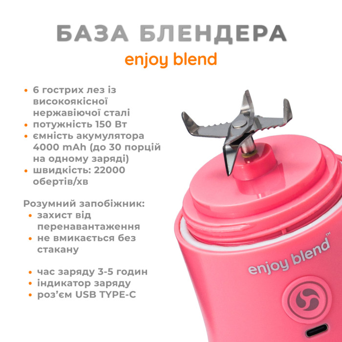 Портативний блендер ENJOY BLEND 63738399 рожевий (кораловий)