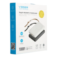 Зовнішній акумулятор VEGER MagOn Wireless Power Bank 10000mAh White