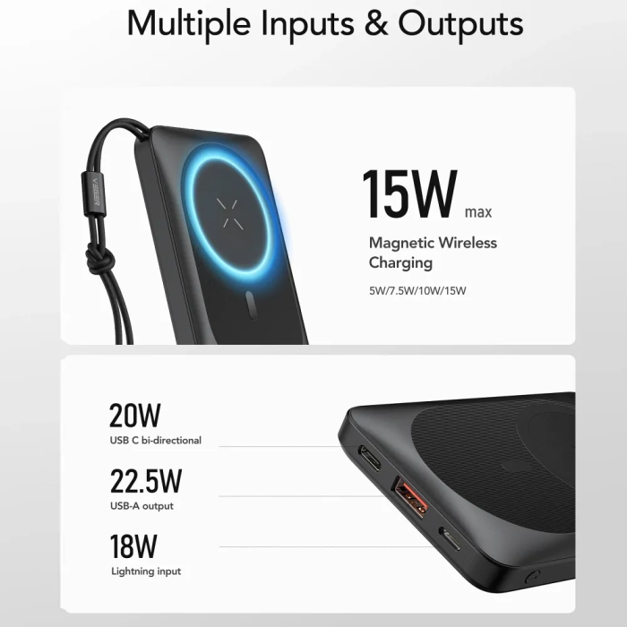 Зовнішній акумулятор VEGER MagOn Wireless Power Bank 10000mAh White