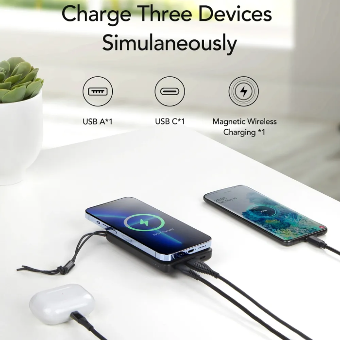 Зовнішній акумулятор VEGER MagOn Wireless Power Bank 10000mAh White