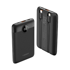 Зовнішній акумулятор VEGER 10000 mAh with built-in cables Type C / Lightning PD QC3.0 2A 22,5W C11 (W1170) black