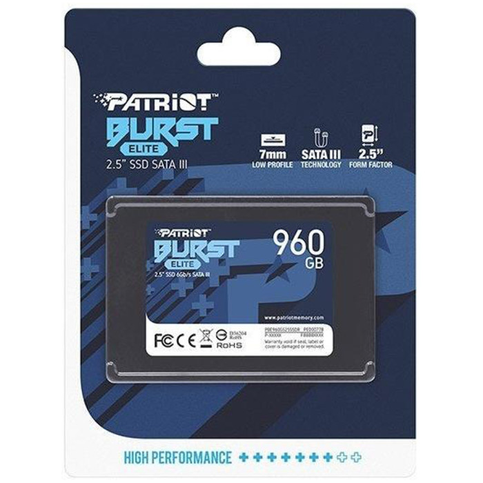 Накопичувач SSD Patriot Burst Elite 960GB 2.5" 7mm SATAIII TLC 3D