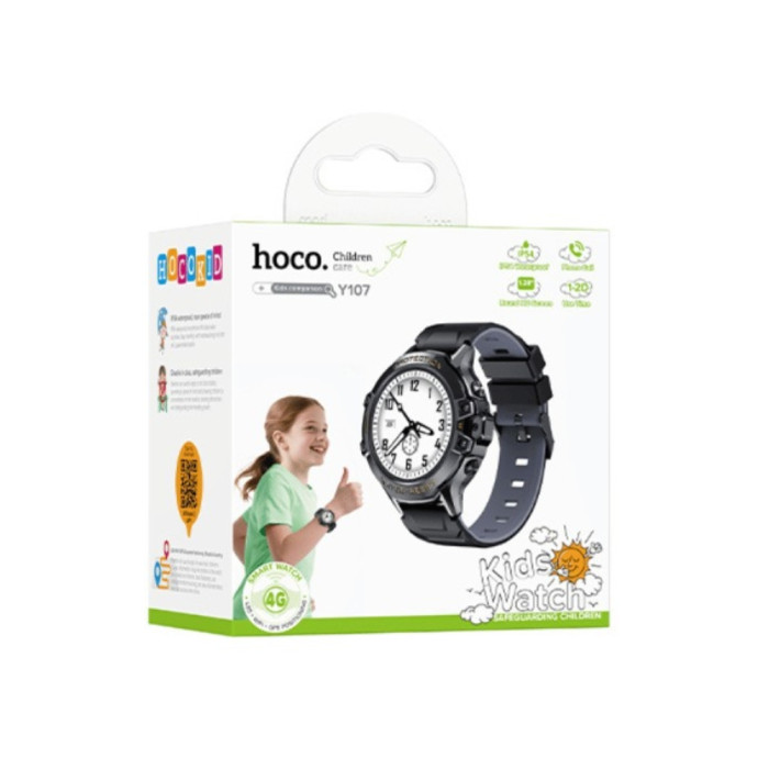 Дитячий смарт-годинник HOCO Y107 4G 32mm. 700 mAh. IP54. children phone watch black