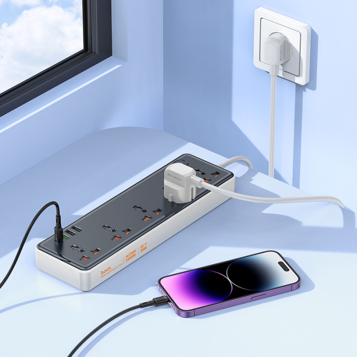 Мережевий подовжувач HOCO AC14A Rico 5-position socket(PD30W/1C3A) Black