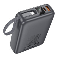 Зовнішній акумулятор HOCO Q39 Eminente 22.5W+PD20W power bank with cable(20000mAh) metal grey