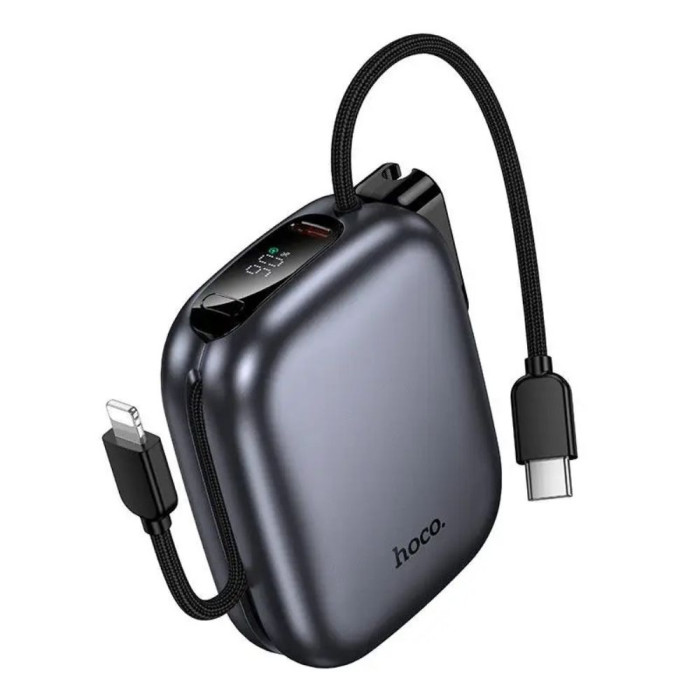 Зовнішній акумулятор HOCO Q49 Peak PD20W power bank with cable(10000mAh) metal gray