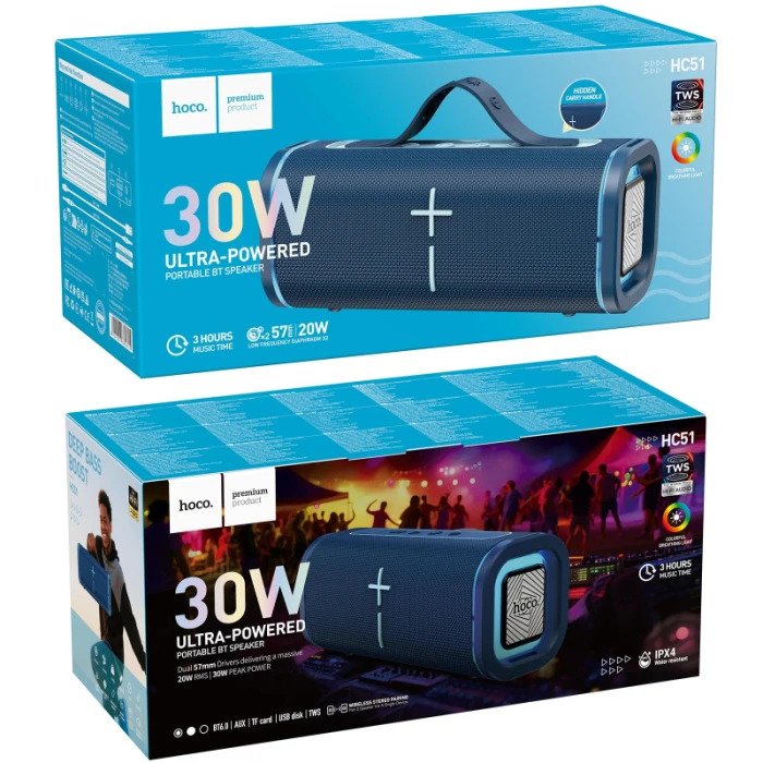 Портативна колонка HOCO HC51 Soul sports BT speaker, 10W*2, IPX4, Blue