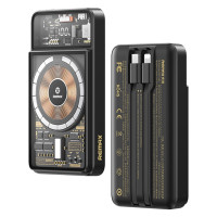 Зовнішній акумулятор REMAX Walking·Phantom Series PD20W+QC22.5W Cabled Magnetic Wireless Charging Power Bank 10000mAh RPP-580 Black