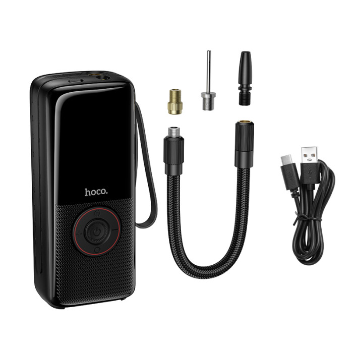Автомобільний насос HOCO ZP18 Enlighten portable smart air pump Black