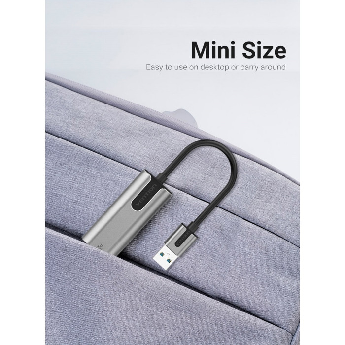 Адаптер Vention USB 3.0-A to Gigabit Ethernet Adapter Gray 0.15M Aluminum Alloy Type (CEWHB)