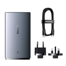 Мережевий зарядний пристрій з  кабелем Baseus GaN5 Pro Ultra-Slim Fast Charger C+U 65W Gray((With Mini White Cable C to C 100W(20V/5A) 1m Black)
