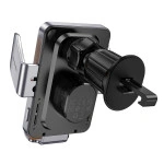 Автотримач для телефона з БЗП HOCO HW7 Transparent Discovery Edition wireless fast charging car holder(air outlet) Metal Gray