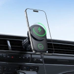 Автотримач для телефона з БЗП HOCO HW36 electric rotating magnetic wireless fast charging car holder(air outlet) Black