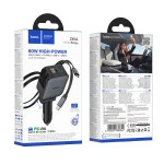 Автомобільний зарядний пристрій HOCO Z67A Triunfar PD60W(1C1A)+Type-C/iP car charger with dual telescopic cable and digital display dark Metal Gray
