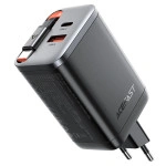 Мережевий зарядний пристрій з кабелем ACEFAST A111 PD67W GaN charger(2*USB-C+USB-A) with retractable cable Black